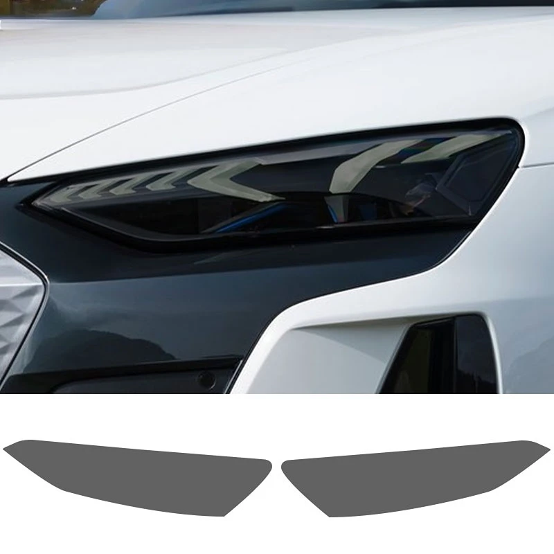 

2 Pcs Car Headlight Protective Film Front Light Transparent Smoked Black TPU Sticker For Audi E-tron GT RS Quattro 2021 2022 -