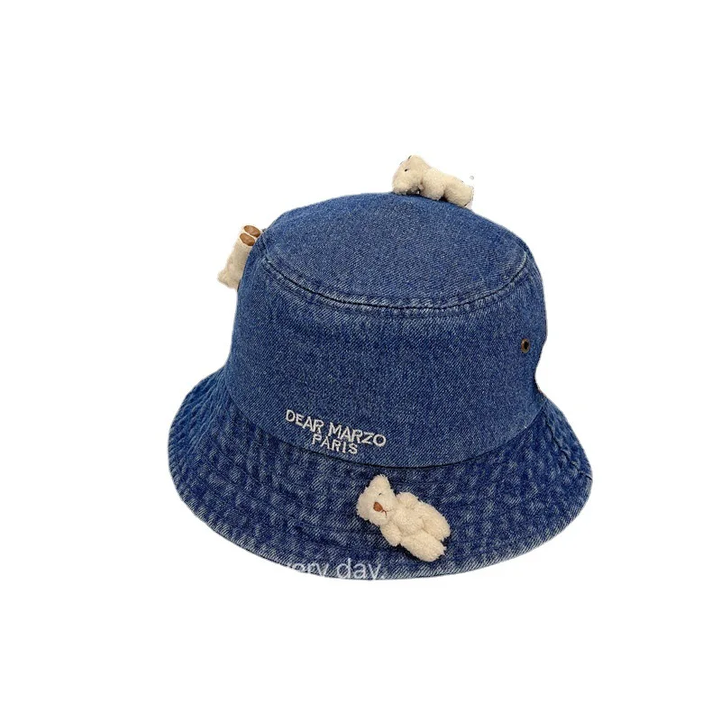 

2022 Bucket Hat Bear Doll Letter Embroidery Cowboy Fisherman Hat Men's and Women's Spring Fashion Creative Sunshade Hat YF0504