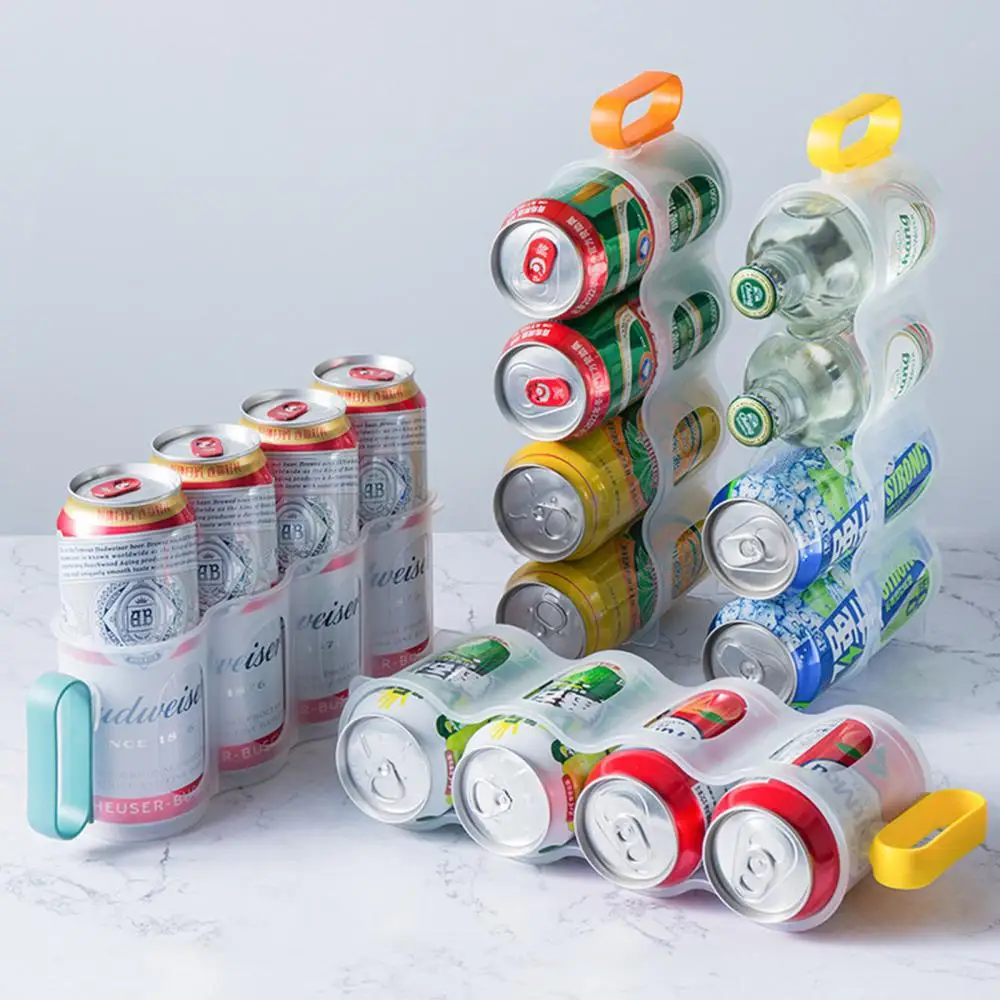 

4 Compartment Portable Soda Can Refrigerator Beverage Storage Box Shenqi Beer Cans Layered Rolling Drawer Kitchen Foldable