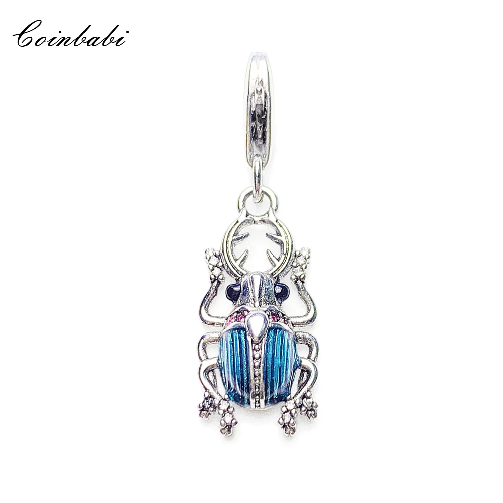 

Charm Pendant Blue Bug Beetle 925 Sterling Silver Fit Bracelet Necklace Fine Jewelry Magic of Nature Bijoux Gift For Women Man