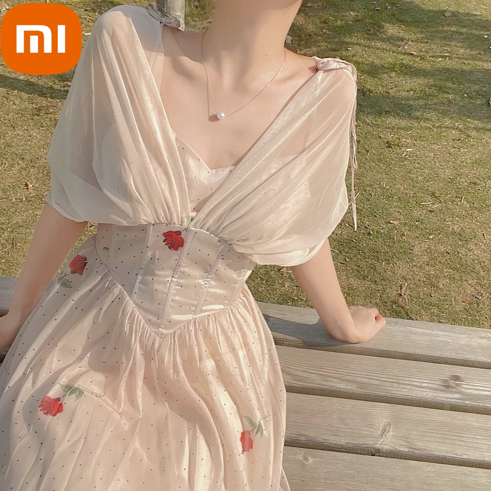 

Платье-миди женское Сетчатое с открытой спиной и цветочным принтом