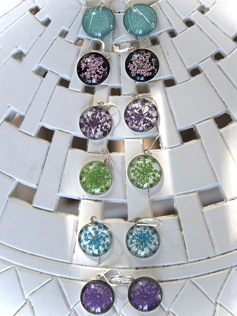 Серьги из ювелирной смолы со снытью Solodstudio |