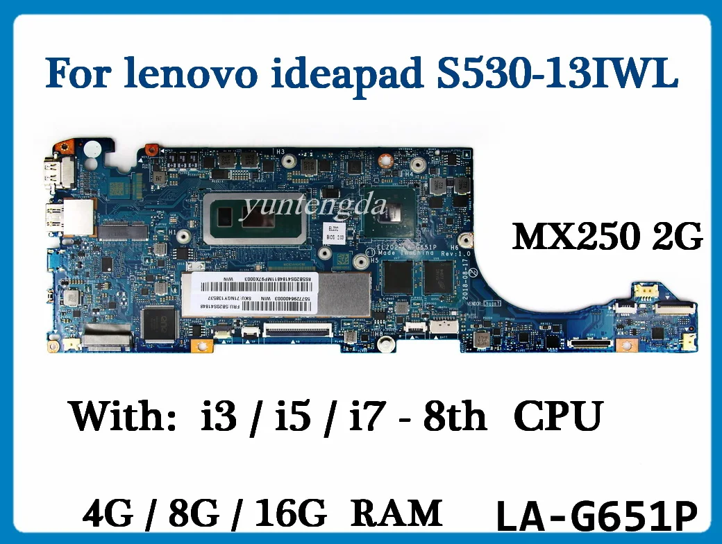 

Оригинальная материнская плата для ноутбука lenovo ideapad, с i3 i5 i7, процессором 8th, процессором MX250, 2 Гб GPU, 4 ГБ, 8 ГБ, 16 ГБ ОЗУ, протестирована