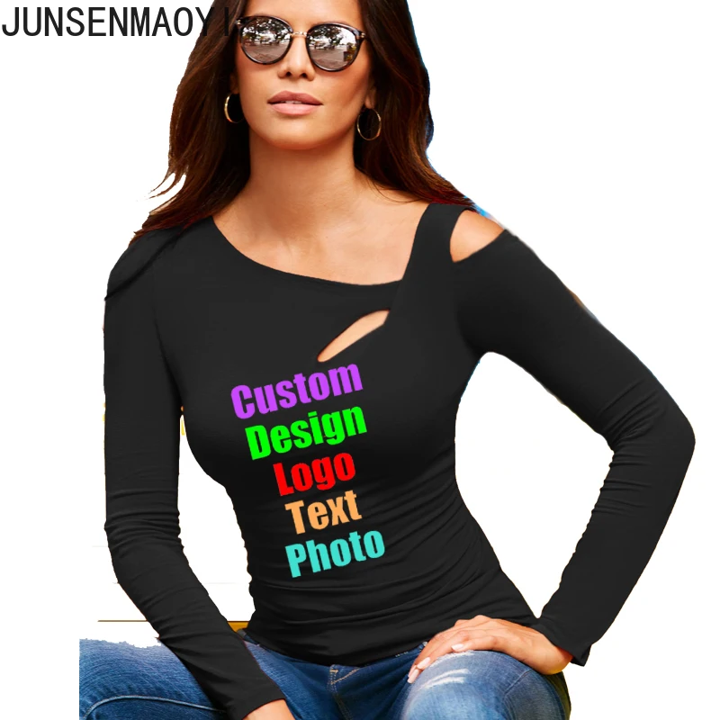 Женская футболка с длинным рукавом и принтом сделай сам |