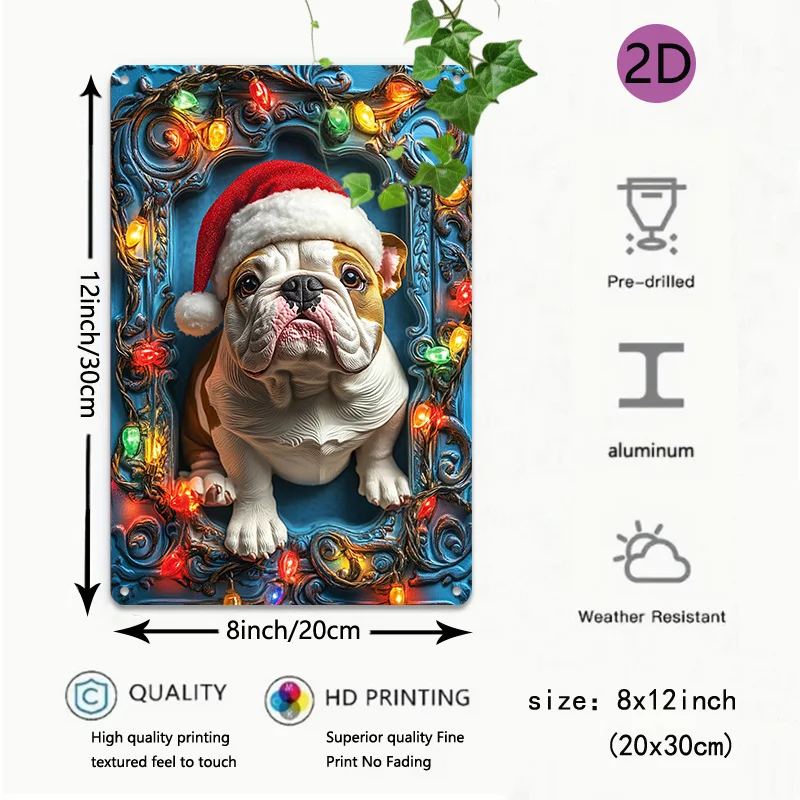 Алюминиевый настенный рисунок с праздничным бульдогом металлическая вывеска