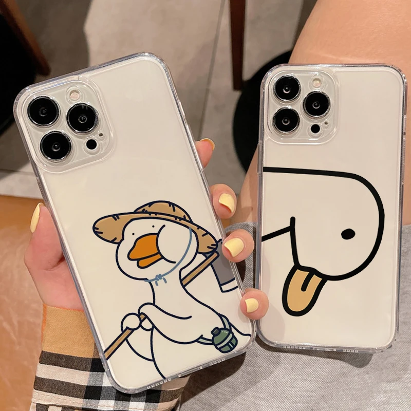 Cute Cartoon Duck Phone Cases For APPLE iPhone 11 12 13 Pro 12 13 Mini SE 2020 X XR XS Max 8 7 6s 6 Plus Soft TPU Cover Funda