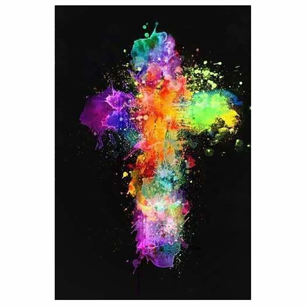 

DIY 5D Diamond Painting Rainbow Cross Embroidery Kit Full Diamond Embroidery Inlaid Diamond Home Decorative Painting