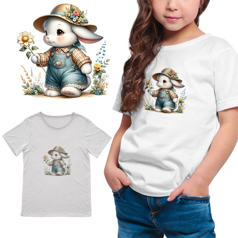 Термопечать на одежде для детей с изображением милого кролика