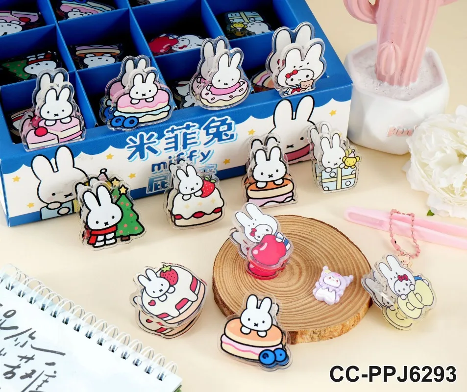 Фото Новый акриловый зажим Kawaii Miffy с высококачественным дизайном в стиле аниме для ежедневников и блокнотов №3