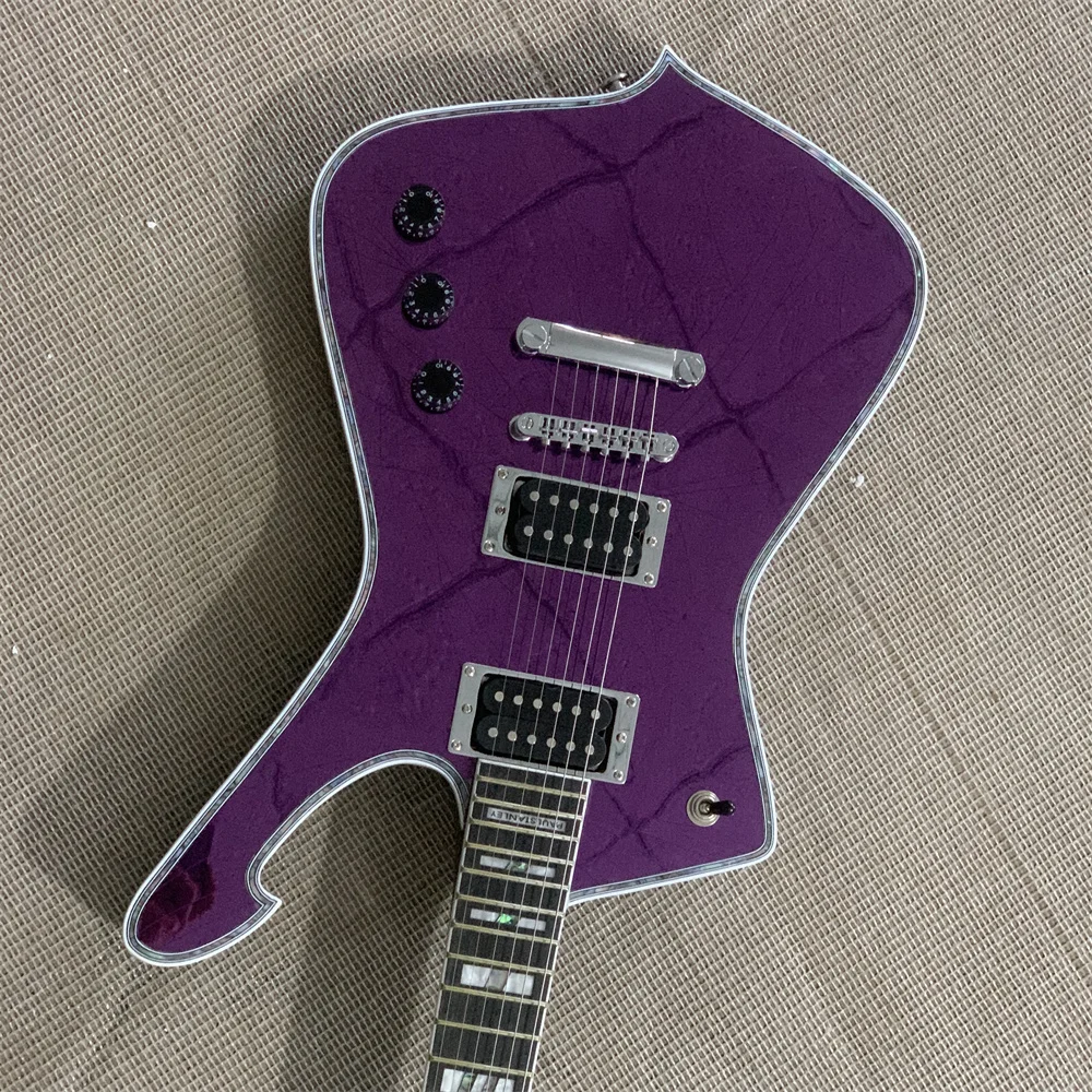 

Free shipping, high quality customized version of Billy-Bo signature shaped electric guitar purple and silver accessories