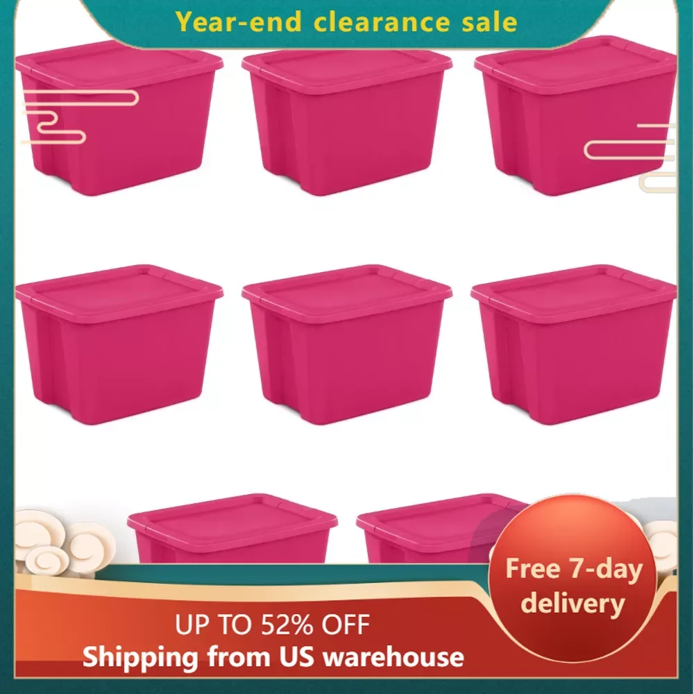 

Organizers for Room Set of 8 Organizer Box 18 Gallon Tote Box Plastic Boxes for Bedroom Free Shipping Fuchsia Burst Storage Home