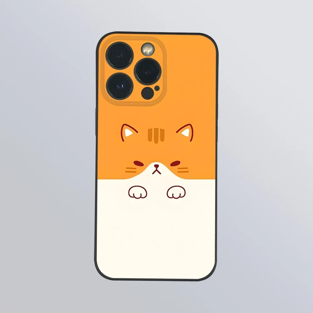 Simple Cute Animal Cat Phone Case For iPhone 16 15 14 13 12 11 Pro Max Plus Mini Frosted Soft Shell Funda