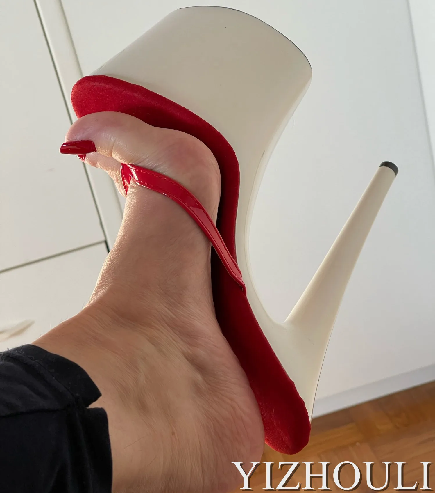 Stylish 15-17-20cm high Princess party slippers sexy heels varnish flip flops pole dancing shoes