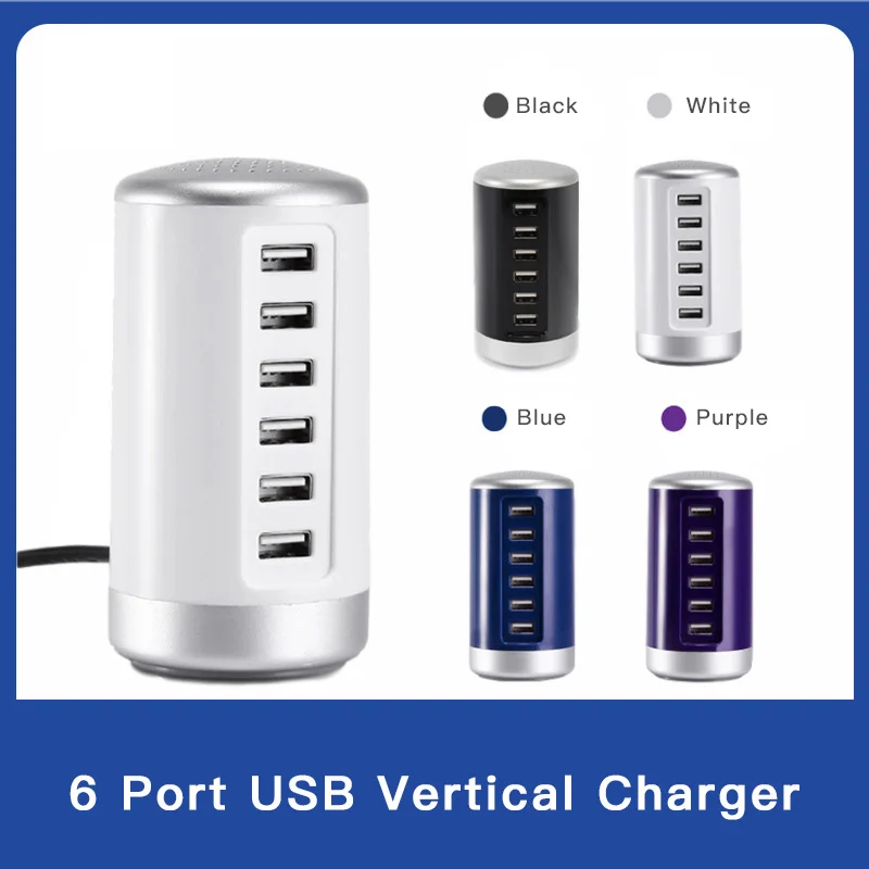 

Multi 6 Usb Port 30w With Led Indicator Light Desktop Charger Intelligent Identification Connected Device