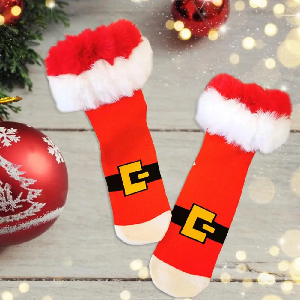 

Cartoon 1 Pair Casual Christmas Socks Cosplay Props with Fur Adult Socks High Elasticity for Party