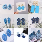 Синие геометрические серьги для женщин, богемные Цветочные Подвески в виде бабочки, женские серьги 2022