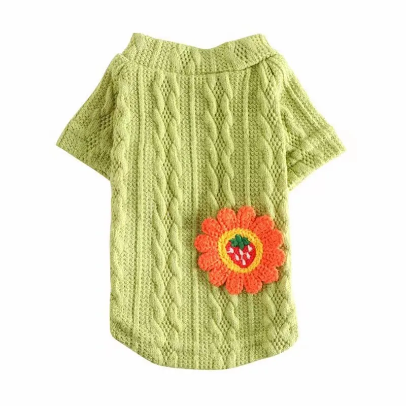 

Dog Sweater Breathable Winter Warm Pet Clothing Puppy Costume knitwear with Cute Sun flower for Kitten Puppy Costume