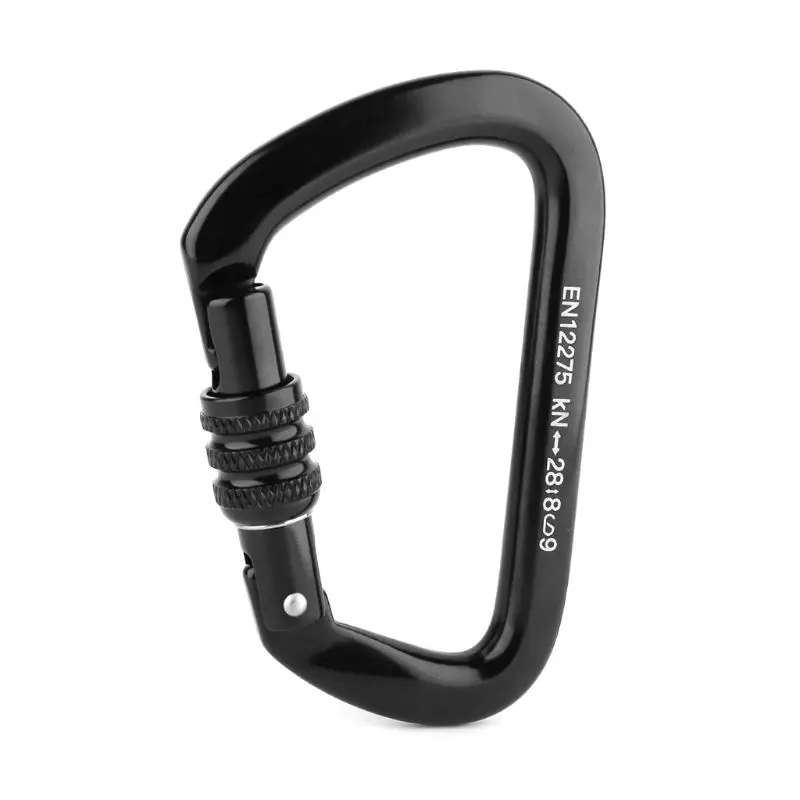 

28KN Screw Lock Rock Climbing Carabiner Aircraft Grade Aluminum Rescue D Buckle