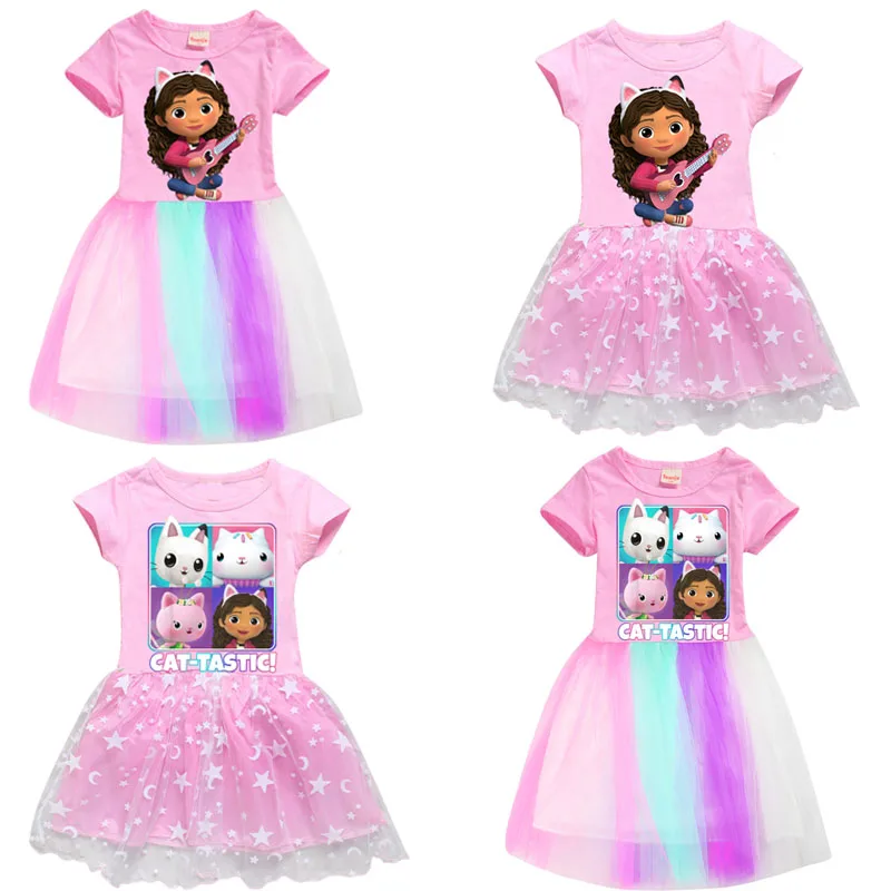 

Girls Cartoon Dress 2022Summer Gabby's Dollhouse Fashion Children's Gabby Cats Princess Baby Girl Toddler Birthday Party Dresses