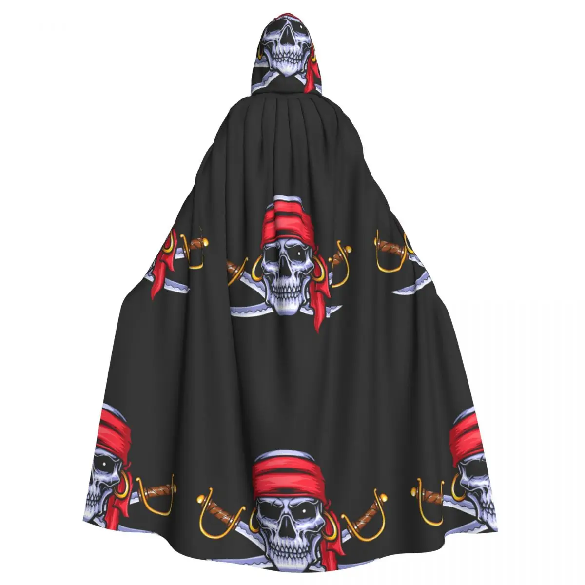 

Adult Cloak Cape Hooded Skull Pirates With Sword Medieval Costume Witch Wicca Vampire Elf Purim Carnival Party