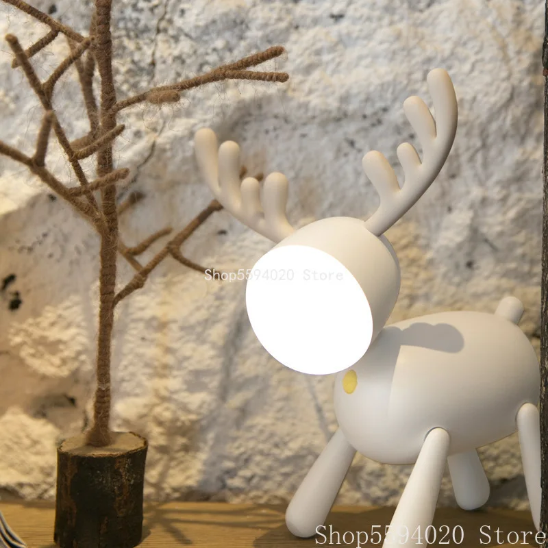 Американский USB Перезаряжаемый пластиковый ночник в виде лося лампы для спальни