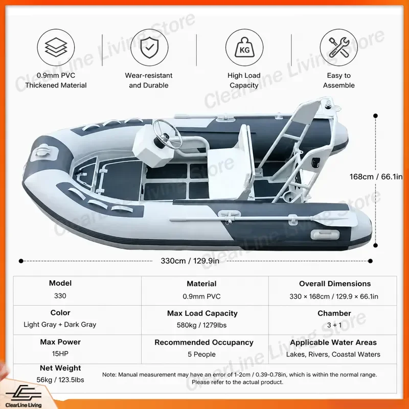 Фото Надувная лодка RIB300 (9,8 футов) из ПВХ Orca Hyperion, прочная, быстродействующая, алюминиевая, для рыбалки, катания, использования в качестве тендерной лодки, каяка, каноэ, для водных видов спорта №1