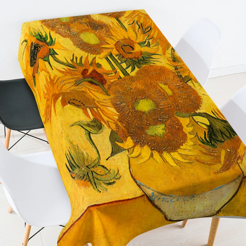 

Van Gogh Oil Painting Art Tablecloth Sunflower World Famous Artwork Cotton Linen Home Decoration Wall Art Tablecloth Table Cloth