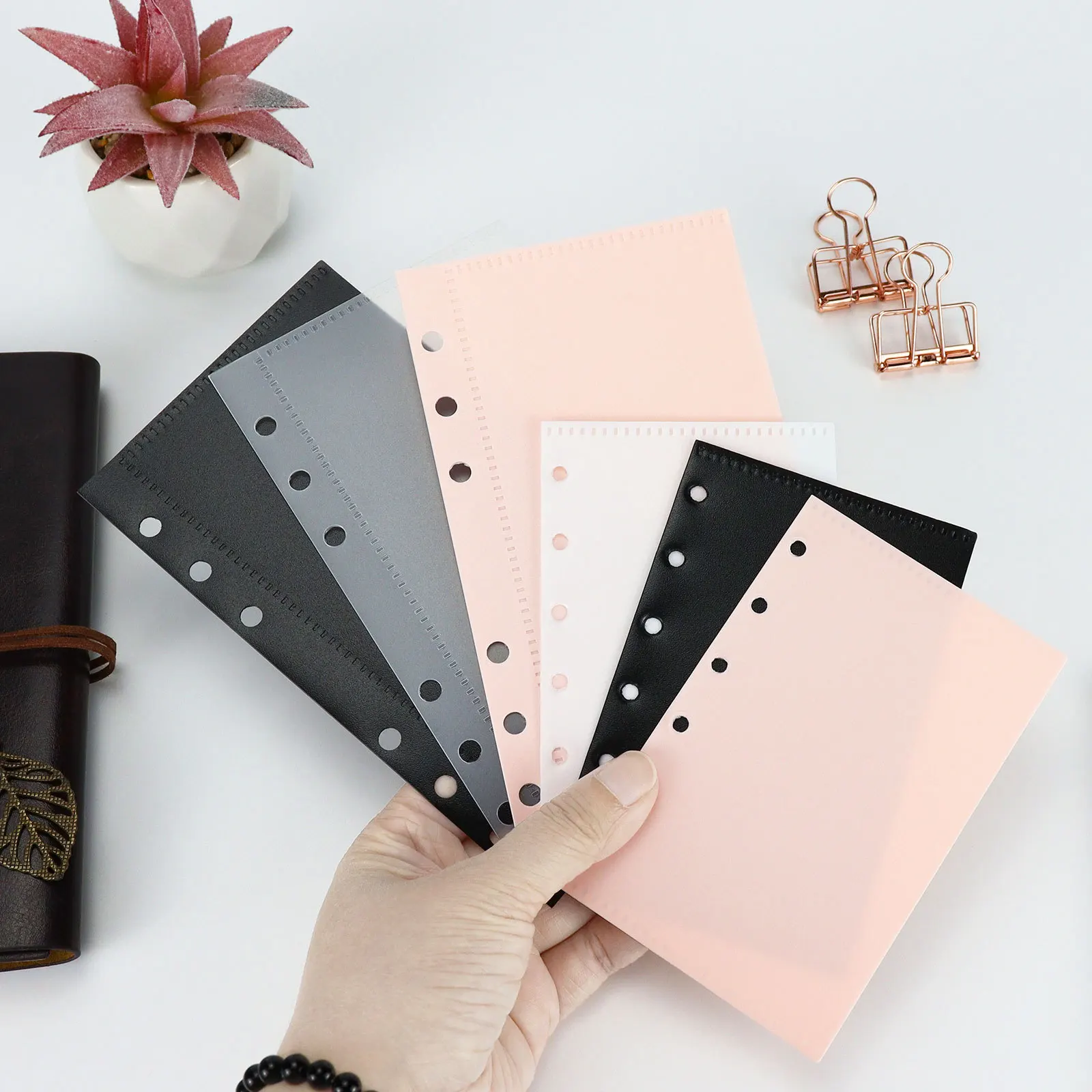 

A6/A7 5PCS Binder Pockets Zipper Folders for 6-Ring Folders For Notebooks Binder Waterproof PVC Leaf Pouch Document Filing Bags