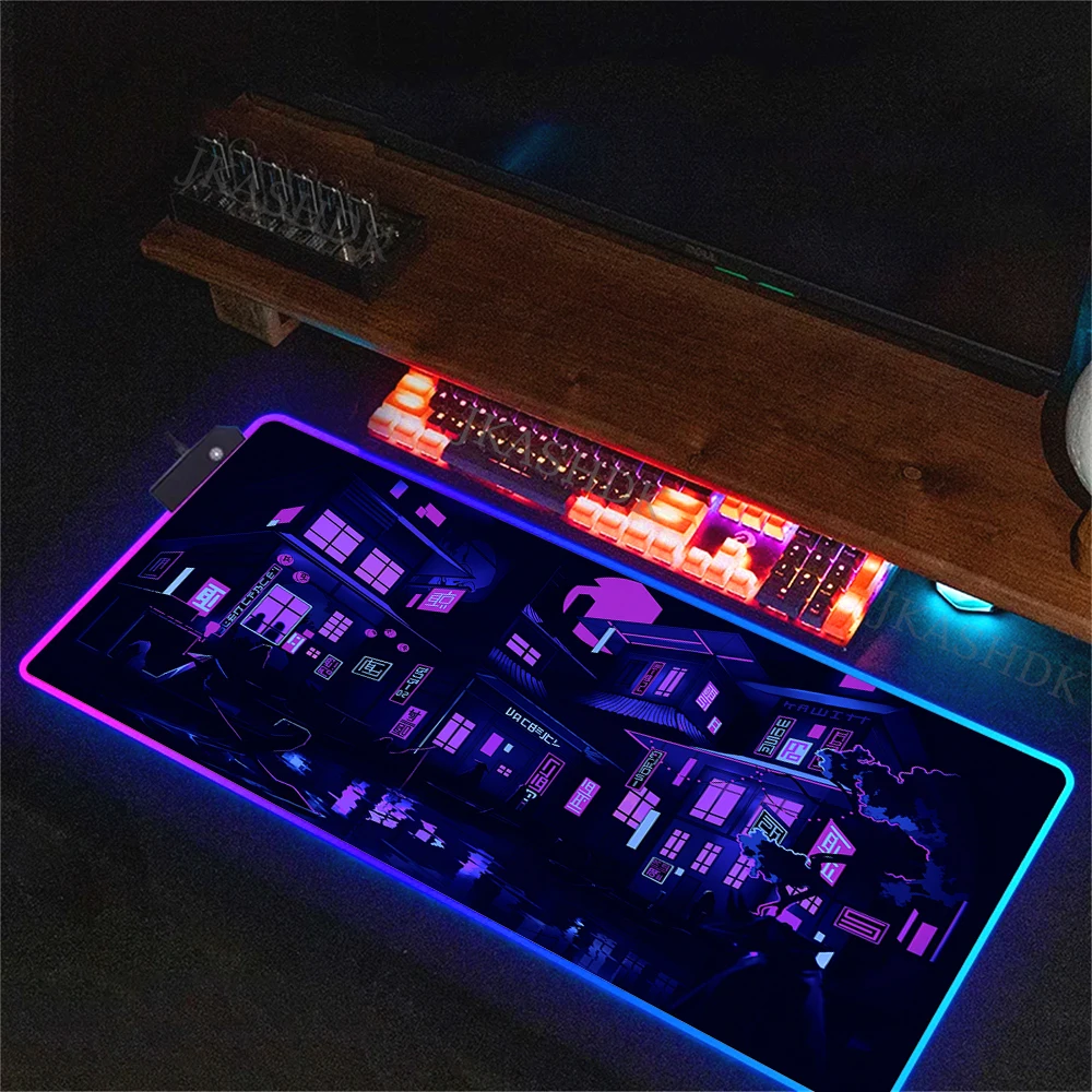 Светящийся коврик для мыши RGB Neon City