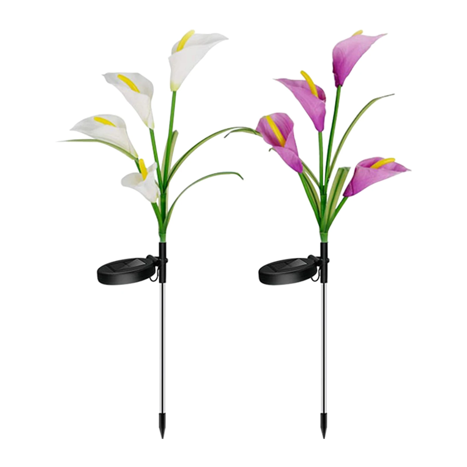 

2pcs 4LED Outdoor Garden ABS Solar Lights Fairy Party Corridor Home Decor Calla Lily Wedding Waterproof Landscape Lawn Lamp