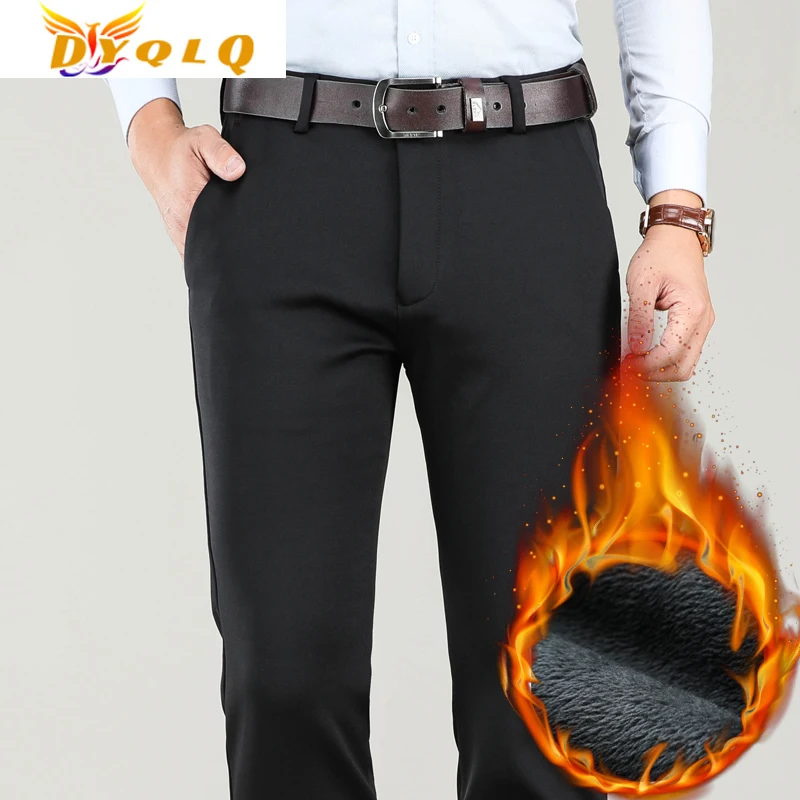 

Big Size 40 42 Winter Men Warm Casual Pants Business Fashion Classic Style Thicken Stretch Trousers Male Brand Gray Khaki
