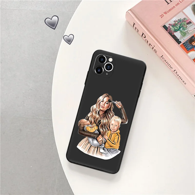 Черный матовый чехол для телефона iphone 16 15 14 13 12 Mini 11 16Pro Max 7 8 Plus X XS XR мягкий с