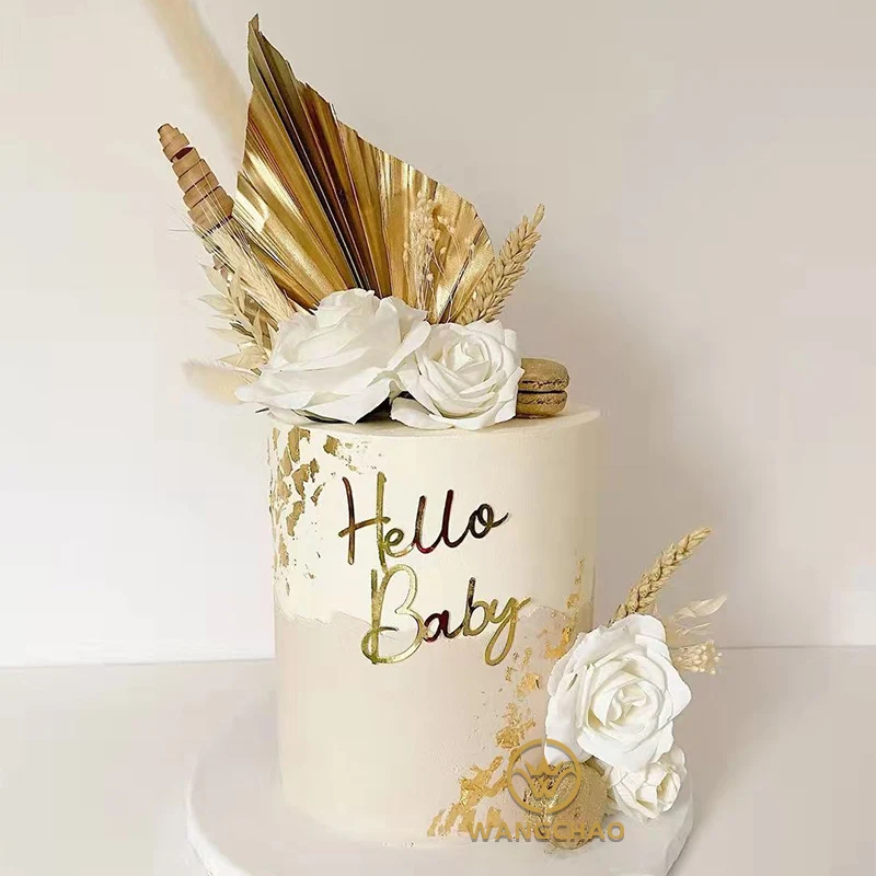 Palm Leaf Cake Topper Happy Birthday Decoration Palm Spear Cake Decoration Wedding Baking Dessert Table Party Favors