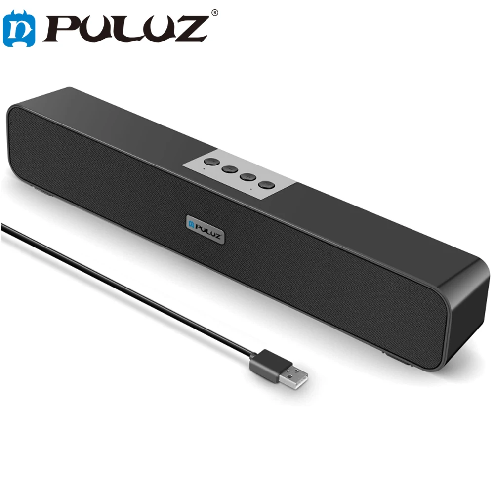 PULUZ Soundbar Wired Wireless Bluetooth V5.0 Surround Speaker Built-in FM Radio Functio 1200mAh Battery