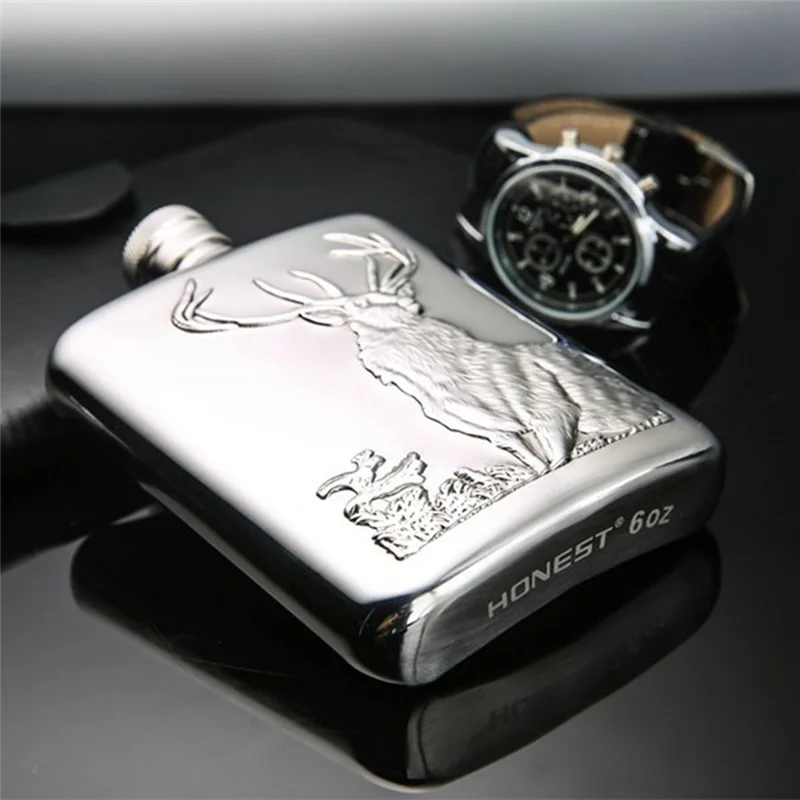 Фляга для вина из нержавеющей стали фляга на 6 унций с рисунком оленя карманная