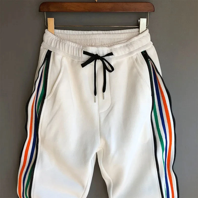 

For Fit Pants Men Hip Striped Streetwear Fashion Patchwork Homme Cuffed Loose Korean Male Harem Sweatpants Jogger Trousers Hop