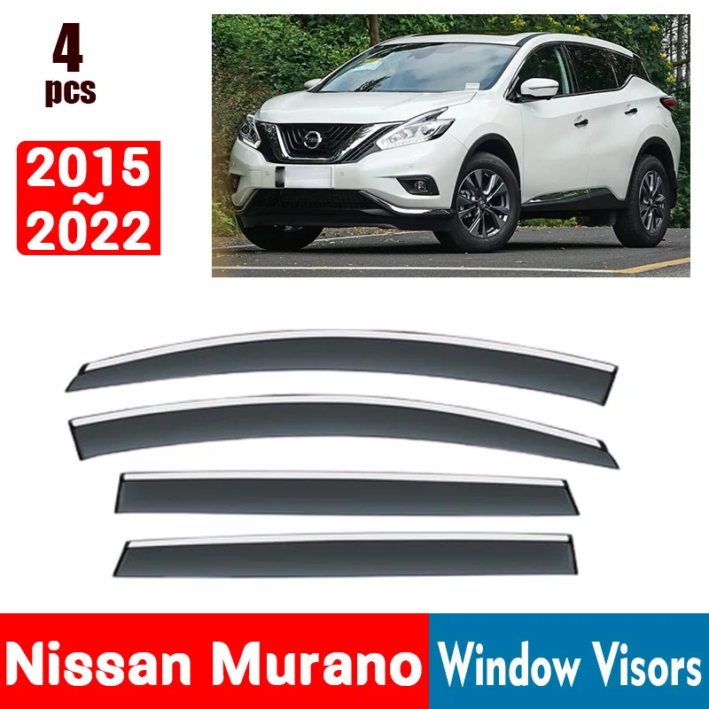 FOR Nissan Murano 2015-2022 Window Visors Rain Guard Windows Rain Cover Deflector Awning Shield Vent Guard Shade Cover Trim