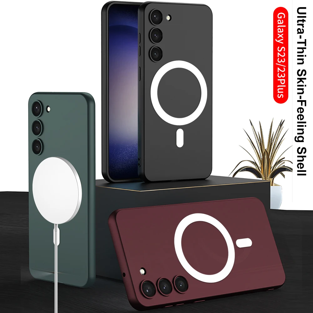 

Luxurious Ultra Thin Skin Sensation Phone Cases Is Suitable For Samsung S23 Ultra Plus Anti-Fall Magnetic Suction Charging Shell