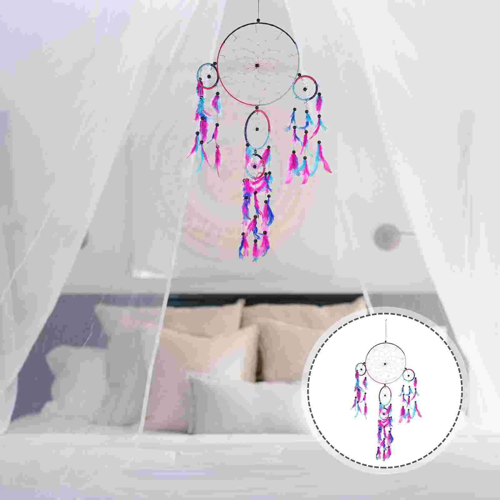 

Dream Hanging Catcher Wall Ornament Macrame Tapestry Catchers Car Rainbow Wedding Tassel Feathered Dreamcatcher Handmade