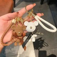 creative cartoon resin wool bear keychain cute bear couple key ring bag pendant small gift wholesale