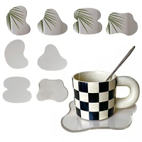 irregular acrylic drink coasters transparent heat resistant tea coffee mug pad decorative storage plates for bathroom kitchen