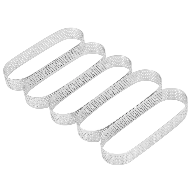 

LJL-5PCS Mini Mousse Cake Ring Stainless Steel Perforated Mold DIY Mousse Ring Dessert Cookies Baking Mould Baking Tools