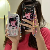 personality creative mobile phone shape girl with lanyard soft case for iphone 11 12 13 pro max 7 8 plus xr x xs se cover fundas