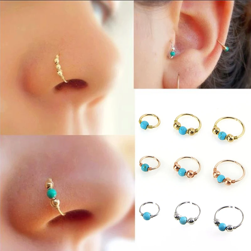 

Кольцо для пирсинга носа с бусинами, Ювелирное Украшение для пирсинга, 6/8/10 мм, 1 шт.