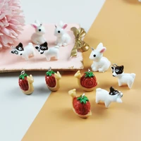 10pcslot snail puppy resin charms mini animals bunny pendant fit jewelry making accessory diy keychain dangle