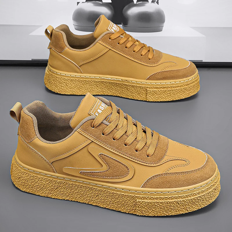 Модная Кожаная обувь на платформе для мужчин повседневная удобная бега открытом