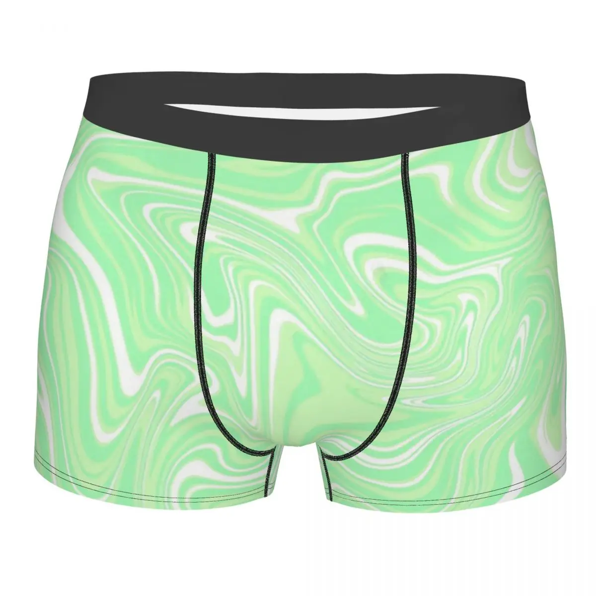 

Elegant Pale Green White Abstract Swirl Marbling Marbled Marble Pattern Underpants Panties Men's Underwear Shorts Boxer Briefs