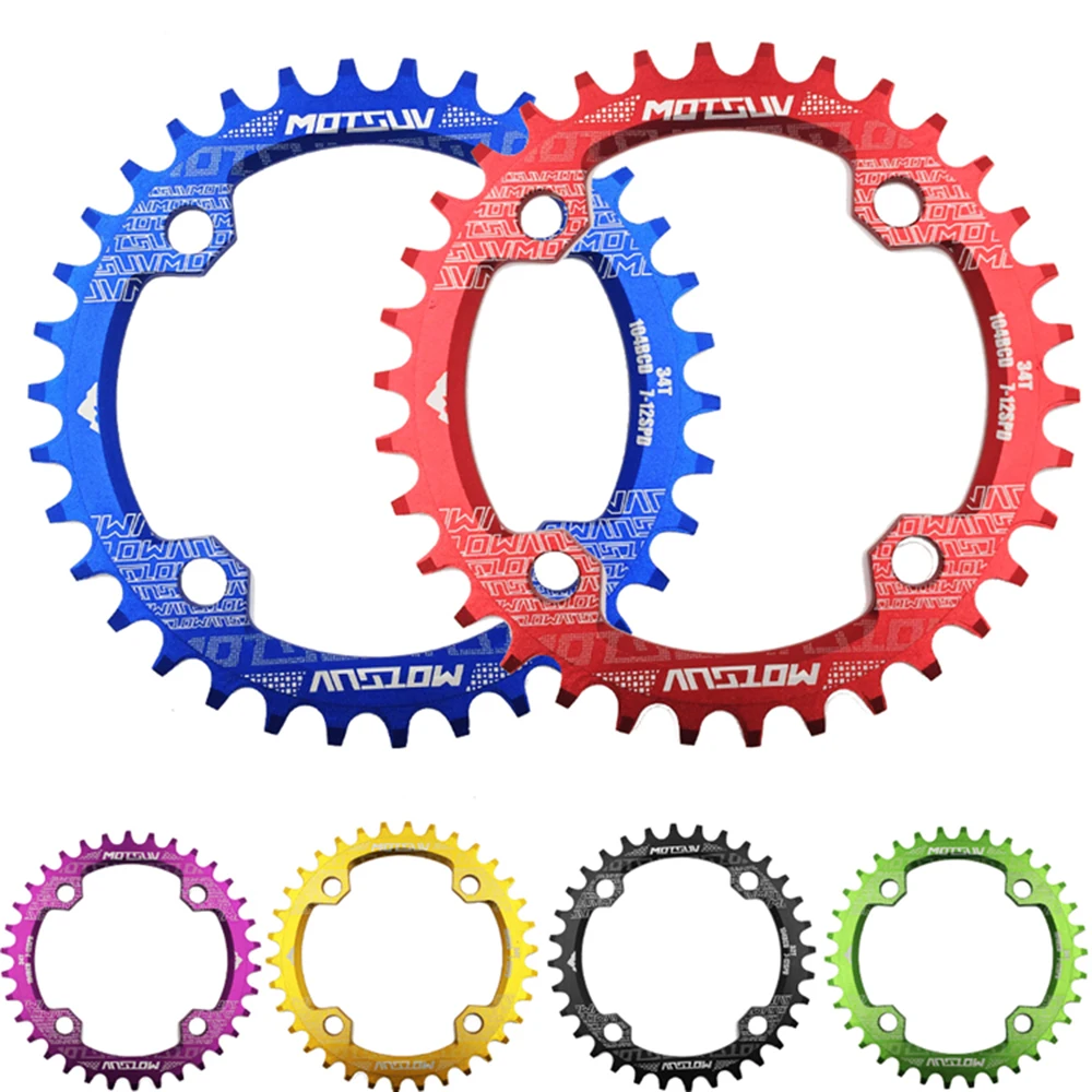 

MOTSUV Bike Crank 104BCD Chainring Narrow Wide Chainwheel Oval MTB bicycle 32T 34T 36T 38T crankset Single Tooth plate Parts