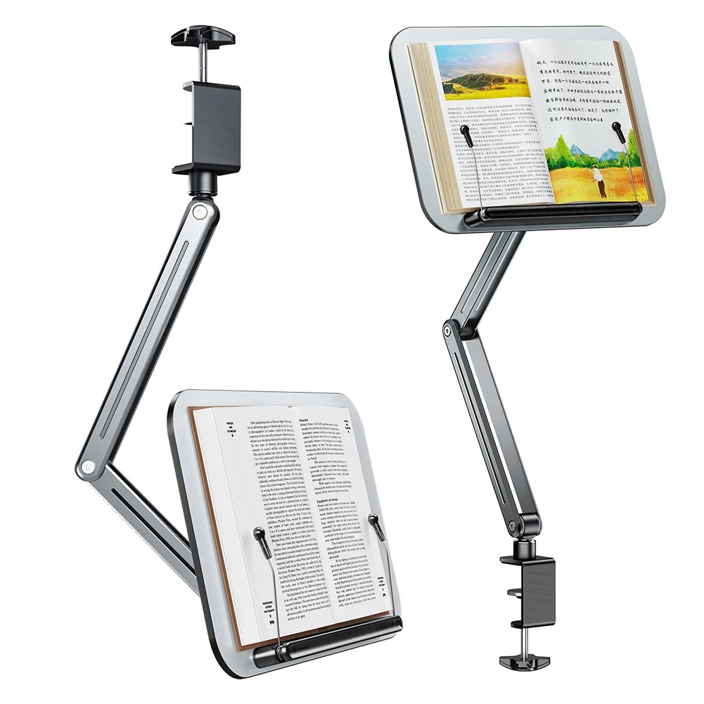 Настольный зажим, подставка для книг для чтения, регулируемая подставка ...