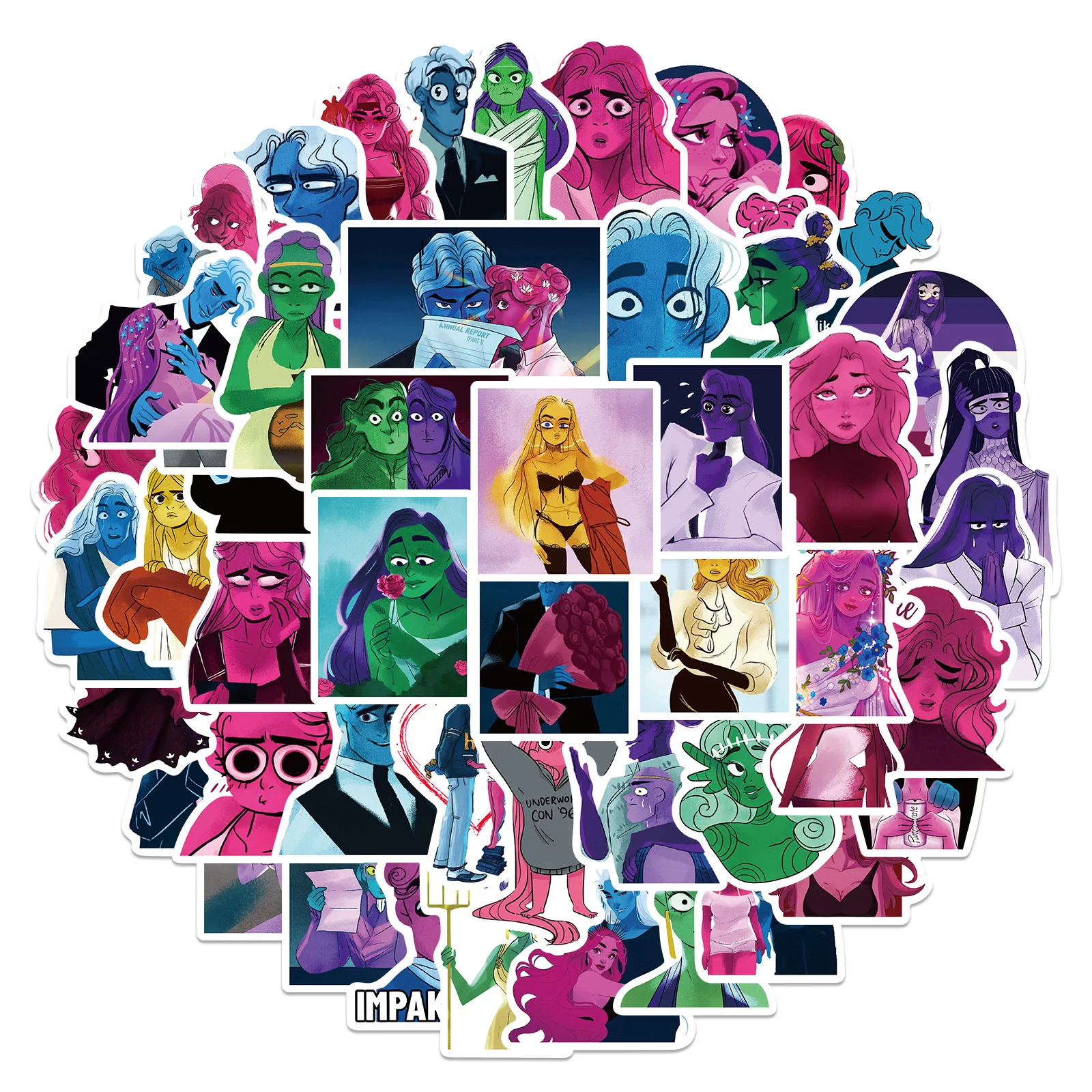 

50pcs/set Lore Olympus Cute Funny Anime Love cartoon Graffiti Stickers For Luggage Skateboard Kids DIY Laptop Phone Case